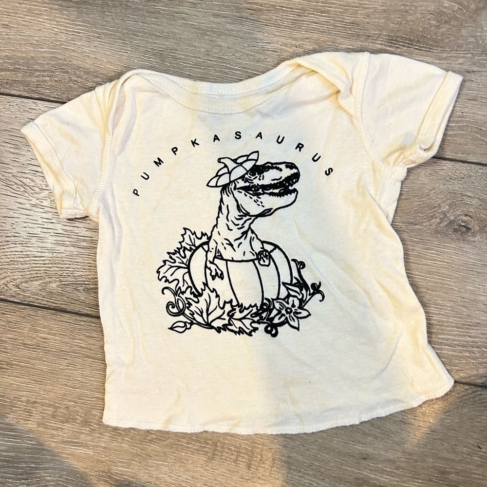 Itty bitty bean co shirt top pumpkasaurus 12M off white